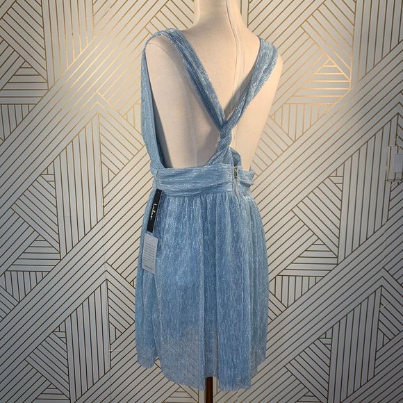 Lulu's Metallic Stripe Twist Back Cocktail Dress - Picture 8 of 12